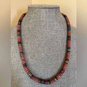 Southwestern Style Heishi Bead Necklace 24” Earth Tones